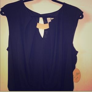 Black pants suit with gold accent